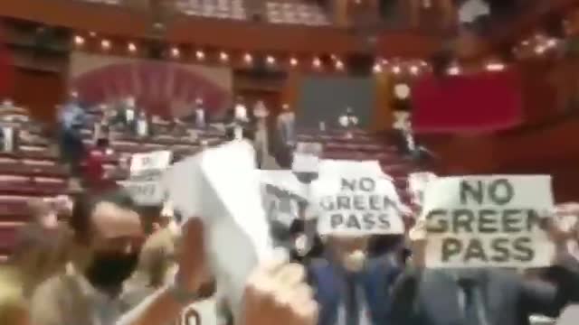 Italy Protests - Italian Government members protest GREEN PASS