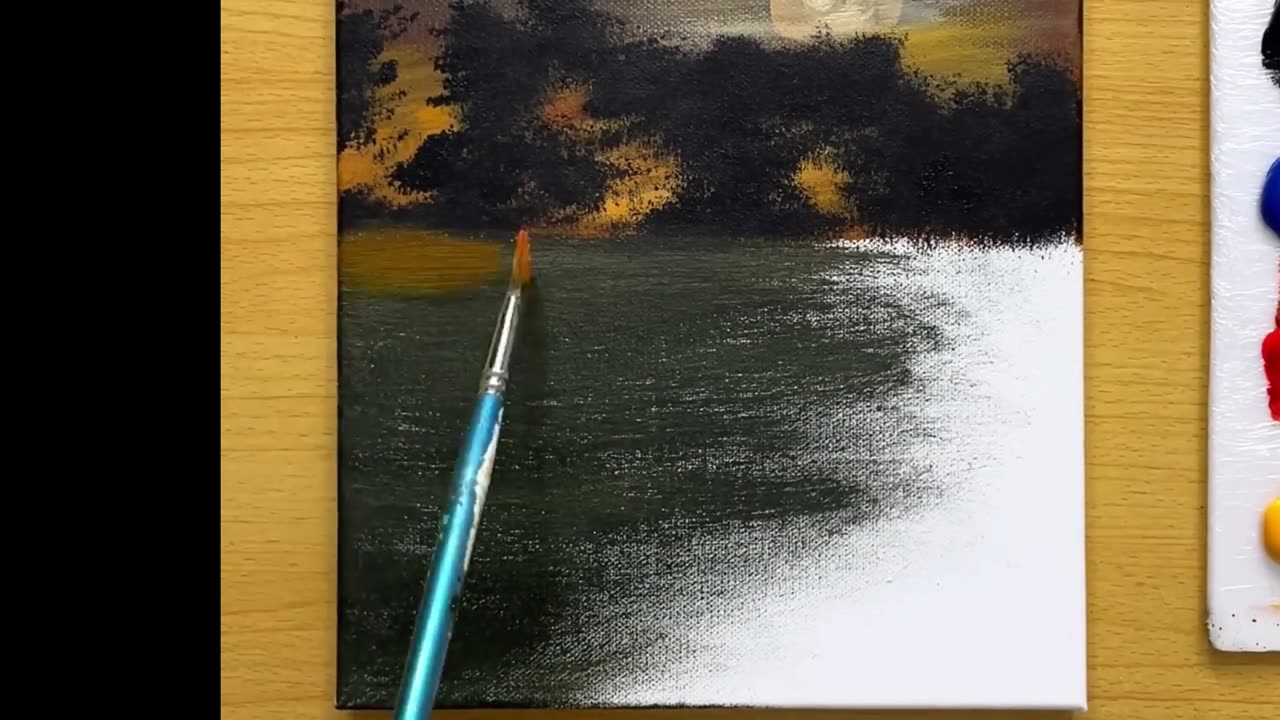 Easy Way to Paint a Moonlight Beach / Acrylic Painting for Beginners