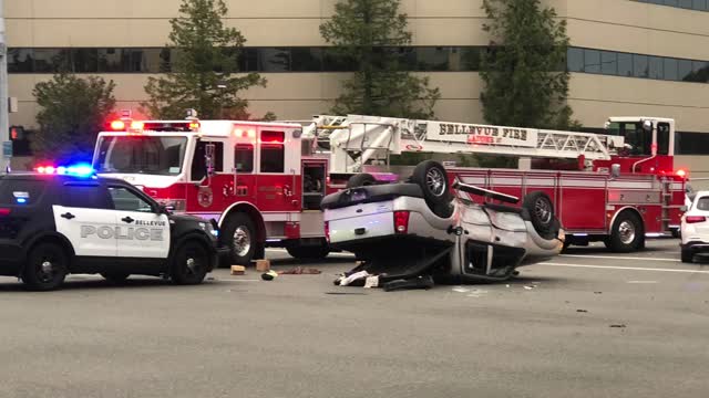 Accident at the intersection of 112th Ave NE and 4th ST NE. Bellevue, WA