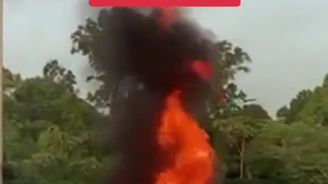 Motorcycle crashes & bursts into flames in Mandai on 24 Jan