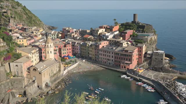 liguria italy june beautiful view of the village in the center the small