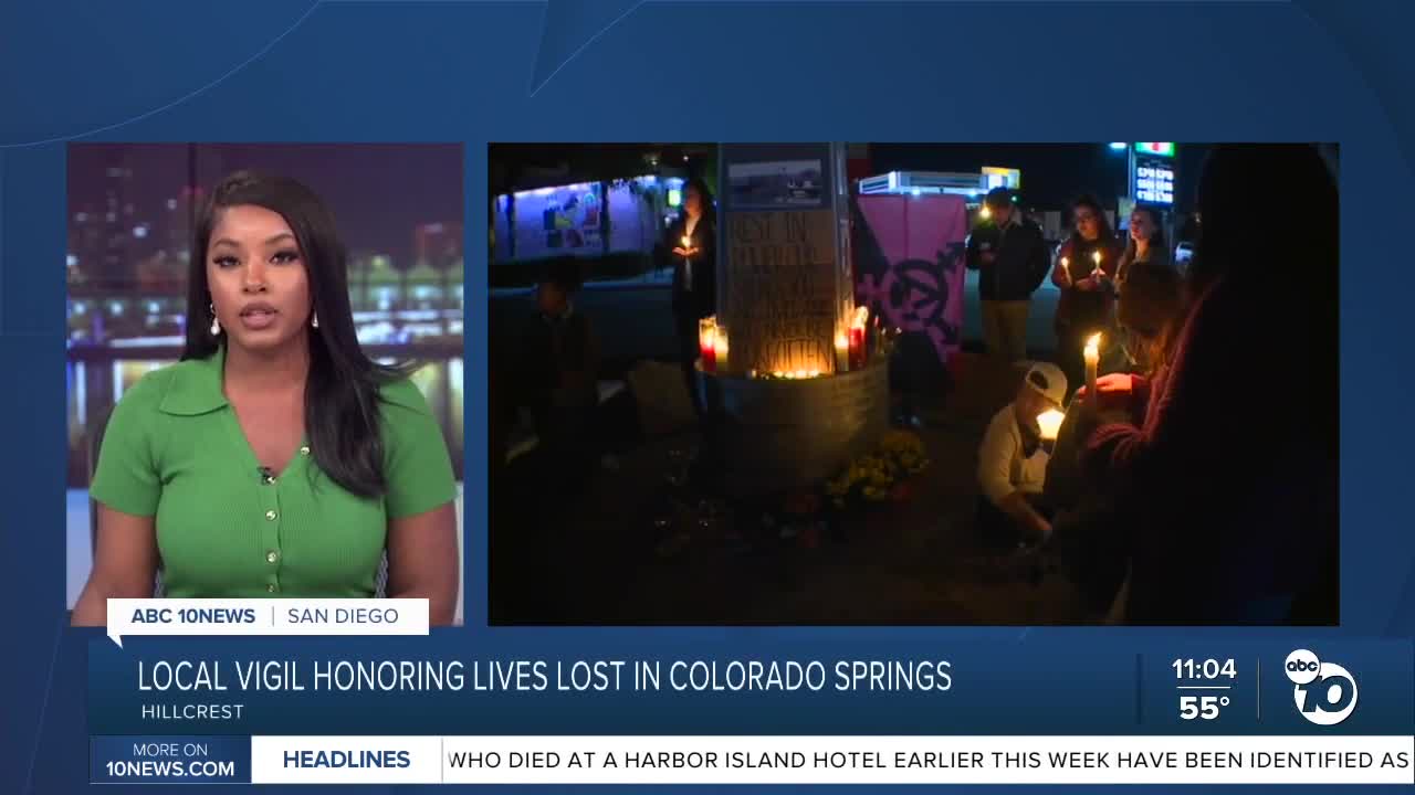 Vigil held in Hillcrest to honor victims of Colorado Springs LGBTQ club shooting