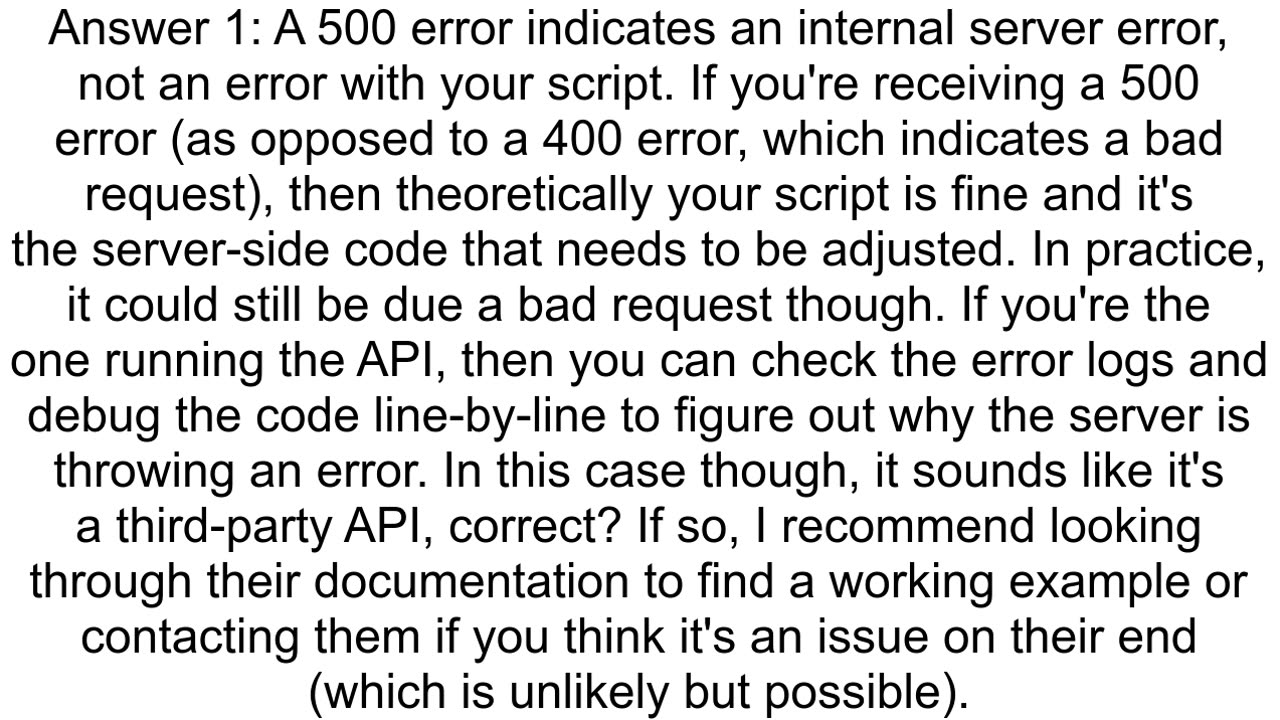 How to fix ltResponse 500gt error in python requests