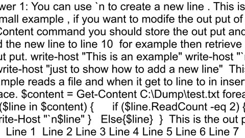 Inserting blank lines in powershell console