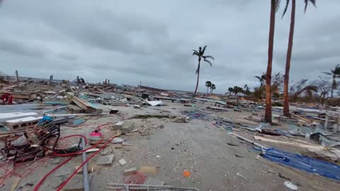 Aftermath of Hurricane Ian - Massive destruction in Times Square, Ft. Myers Beach