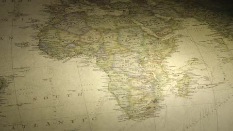 Panning on a Vintage Map Across to Africa