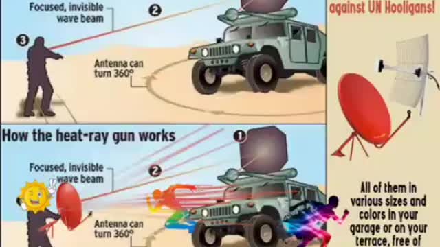 USE METAL SATELLITE DISH TO AIM LRAD MICROWAVES BACK AT LRAD UNIT AND IT WILL OVER HEAT!!!