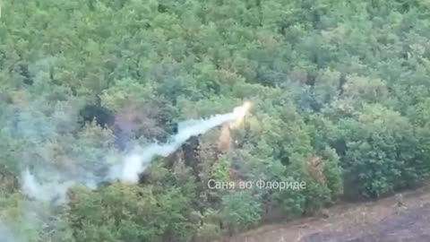 Ukrainian drone dousing a tree line with molten termite.