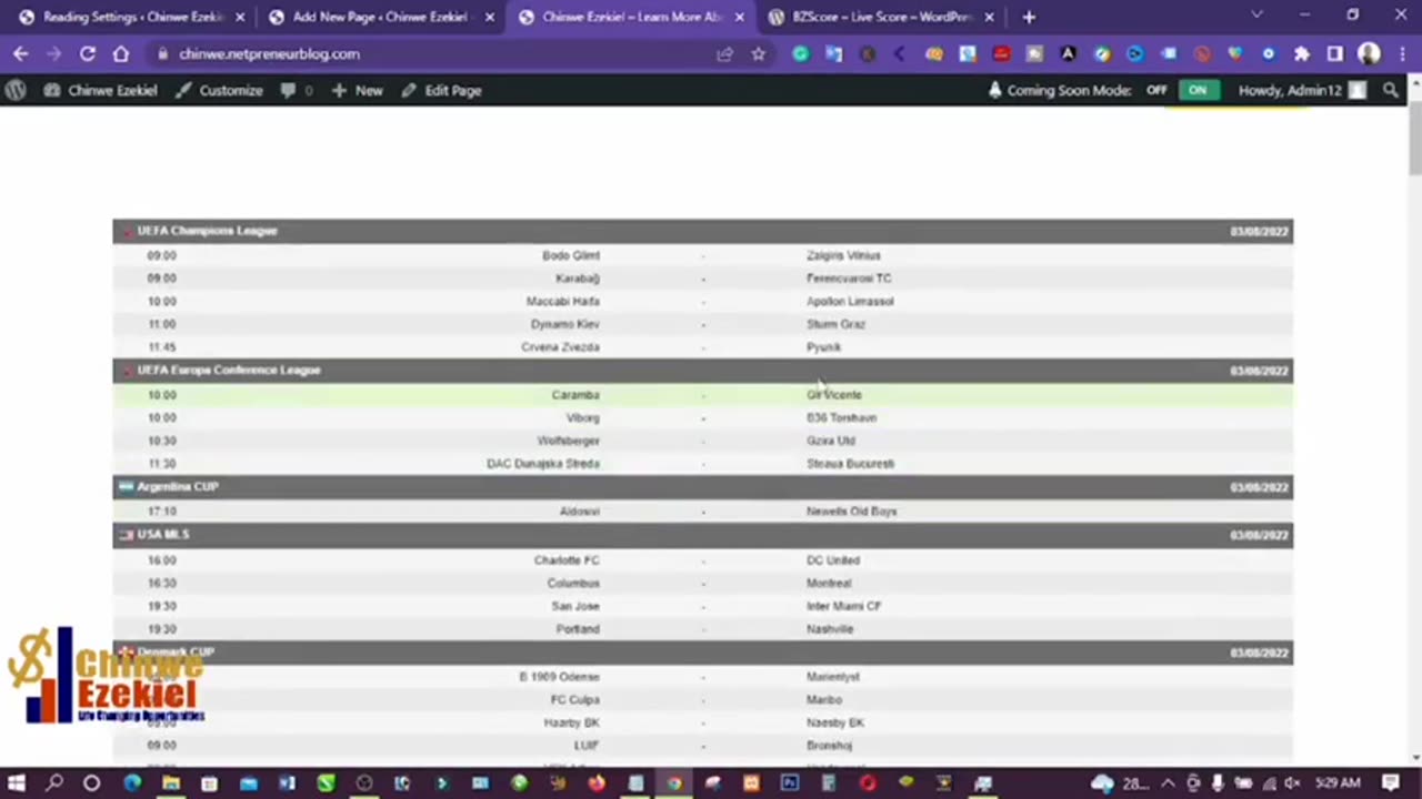 How to create a livescore website for free in wordpress