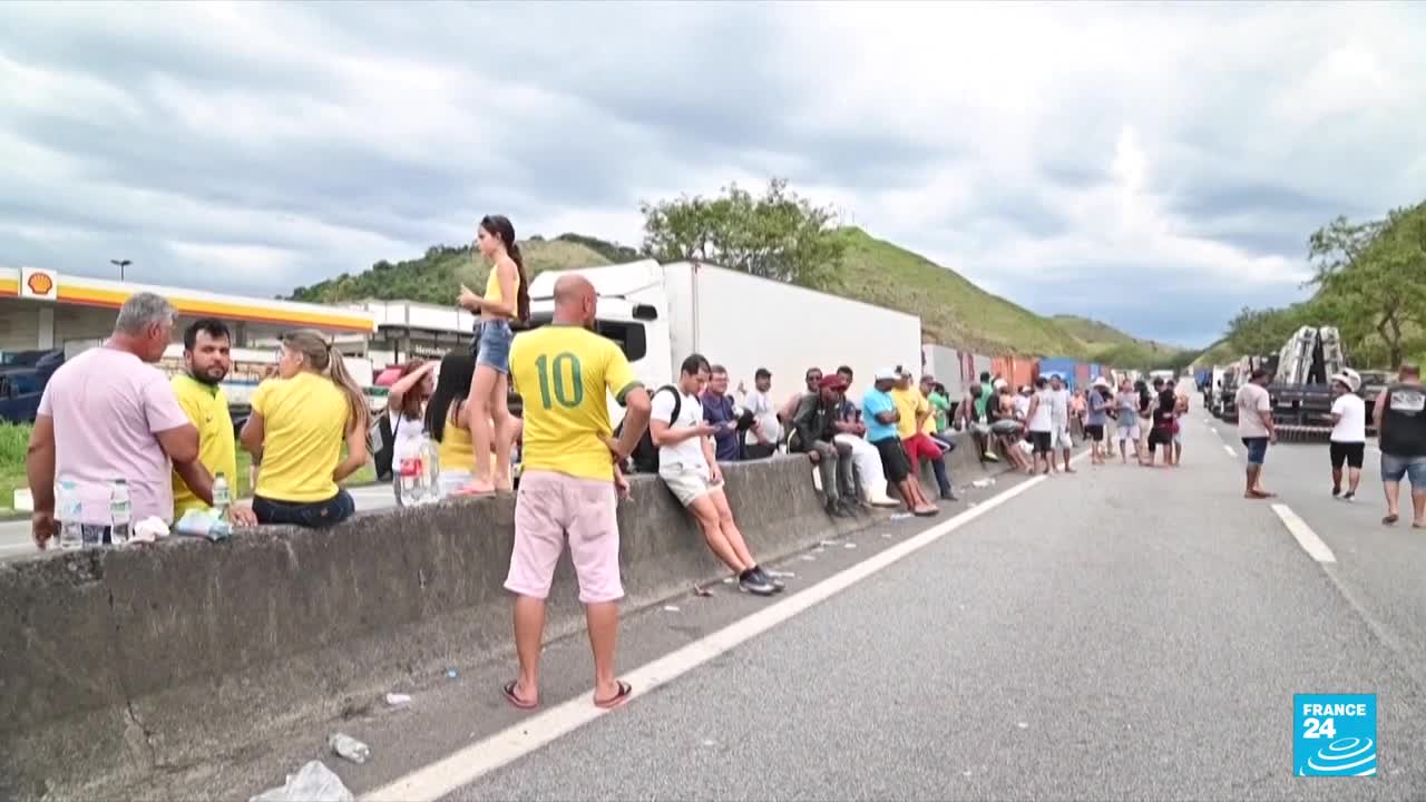 Trucks, protesters block Brazil