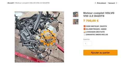 AEPSPIECES.COM - Moteur complet VOLVO V90 2.0 D420T8