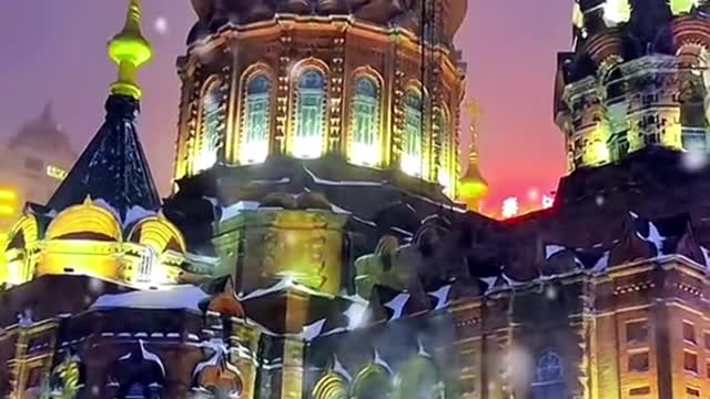 #foryou #snow #nightscenery #light #winter #christianchurch