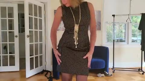 Oh la la Cheri Lace Teddy Black Stockings Try-On Fit Nice Over 50 Reba Fi.