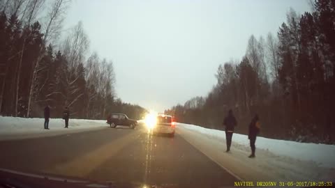 Russia showdown on the highway near Tver