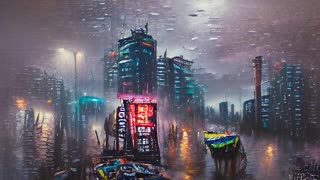 Asking an AI to draw a cyberpunk city