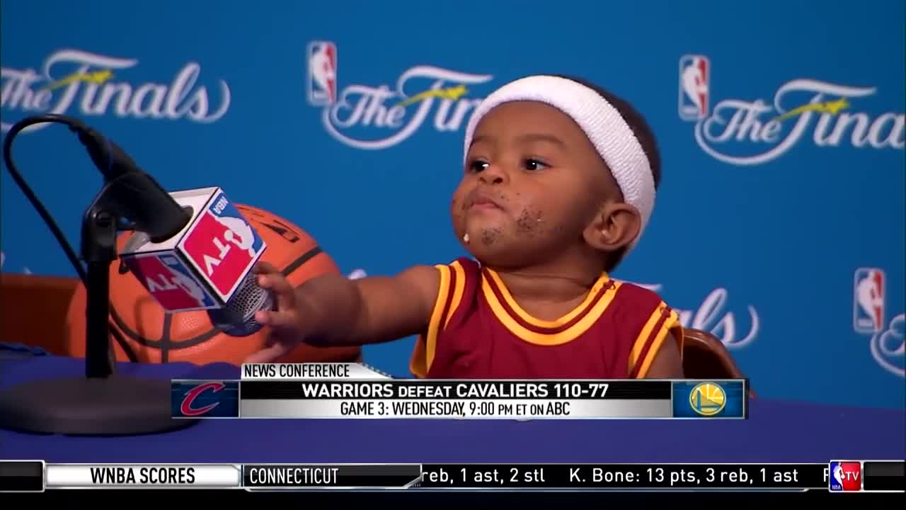 Press Conference With Baby Steph Curry and Baby LeBron