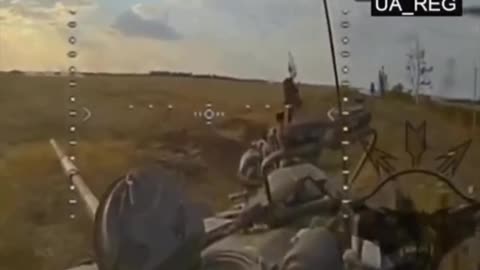 Ukrainian Drone Drops Explosive Charge into Russian Tank