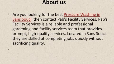 Get The Best Pressure Washing in Sans Souci.