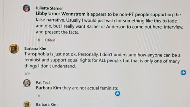 Libby Wennstrom Hate Group thinks we are Trans Phobic and they are Righteous