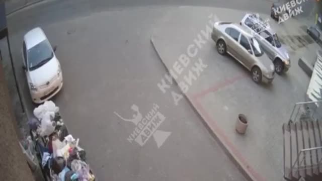 Ukraine War Footage Of Dual Missile Impact In Kyiv From Security Camera