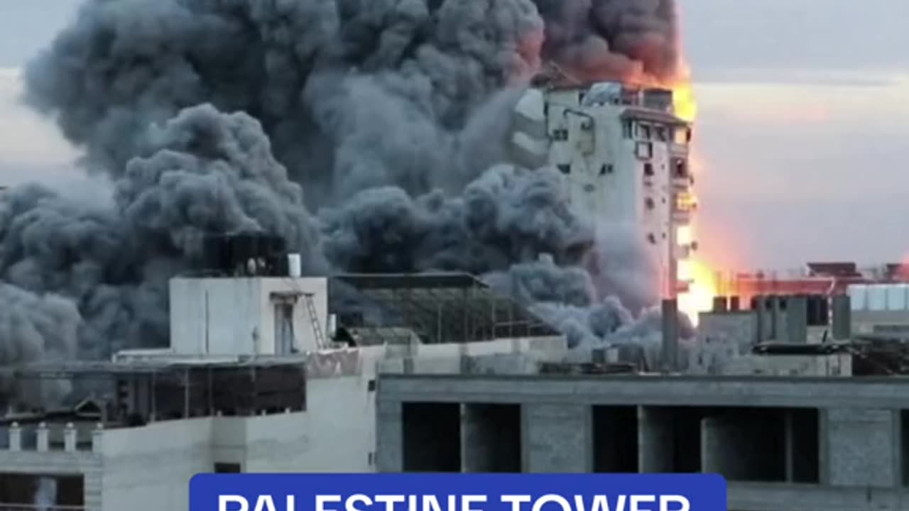 Palastine tower crashed after Israel air strike