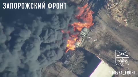 Russian Lancet drone strikes a Ukrainian fuel truck