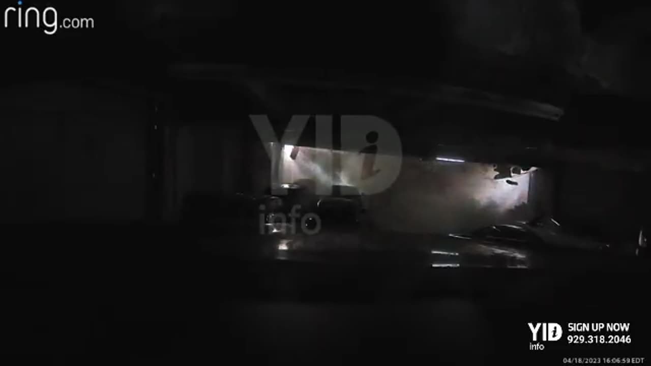 Footage from a vehicle inside in parking lot the explosion