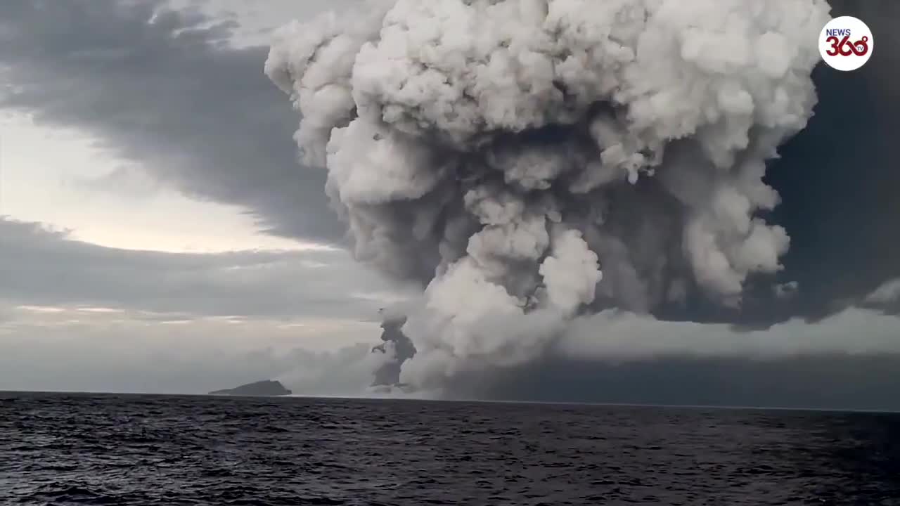 Tonga SPACE footage shows Tsunami waves hit Pacific country after huge underwat