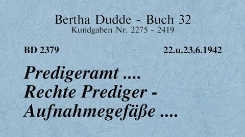 BD 2379 - PREDIGERAMT .... RECHTE PREDIGER - AUFNAHMEGEFÄSSE ....