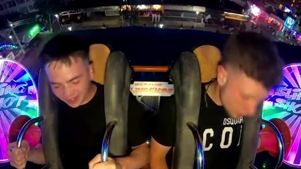 Lads have the funniest reaction on the slingshot ride