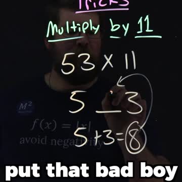 Multiply any 2-digit number by 11 in your Head | 53x11 | Minute Math Tricks Part 140 #shorts