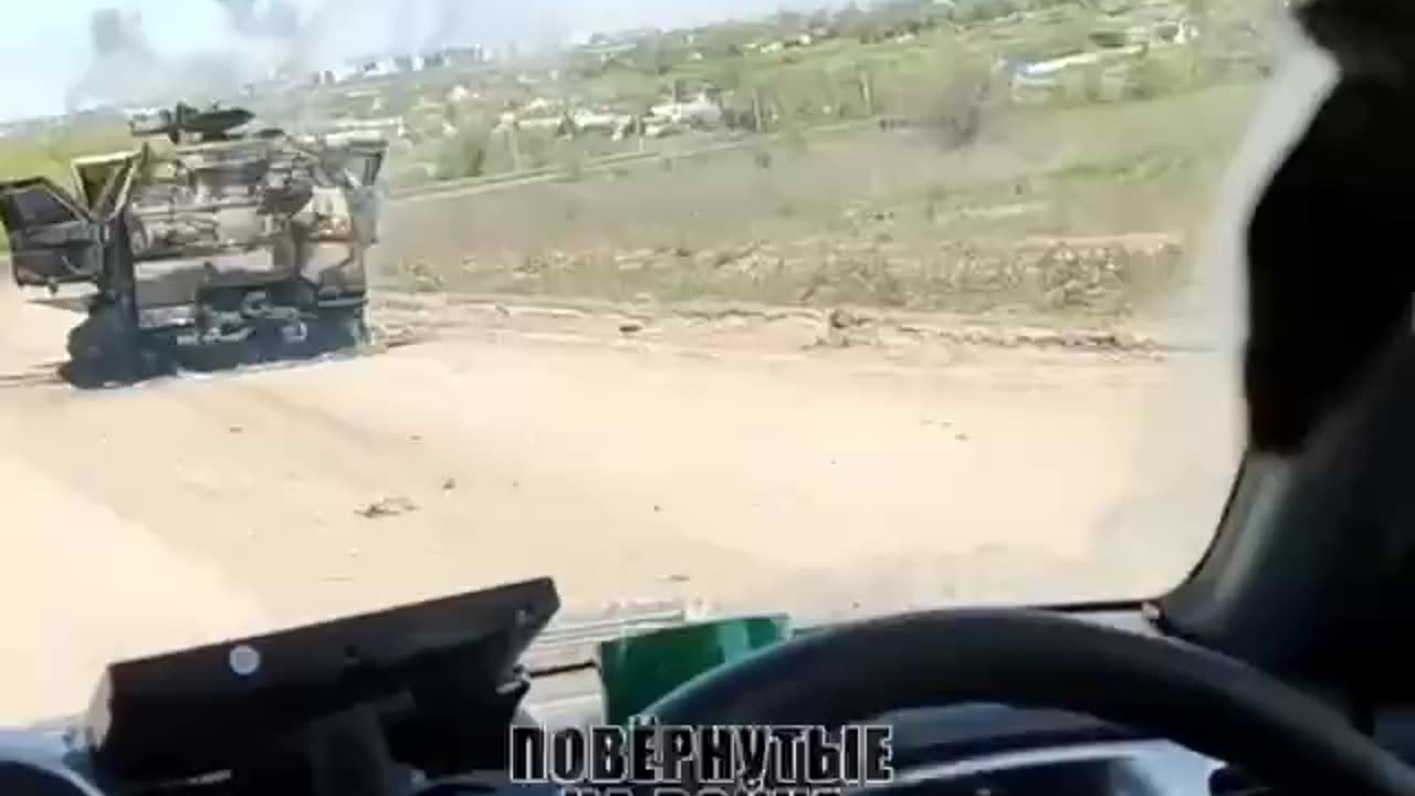 Destroyed equipment on the road Chasov Yar - Artemovsk