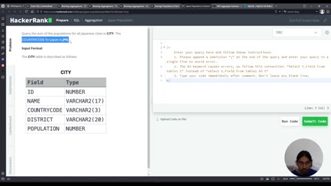 Japan Population | SQL Aggregation | HackerRank Solution