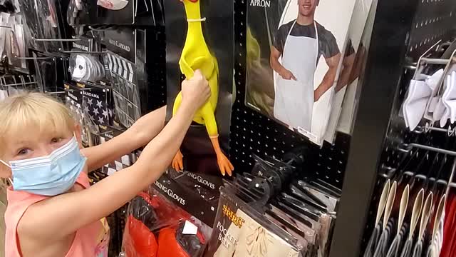 Rubber chicken in the Halloween store