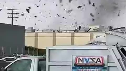 Tornado rips roofs off buildings, destroys cars in Montebello, California #Shorts