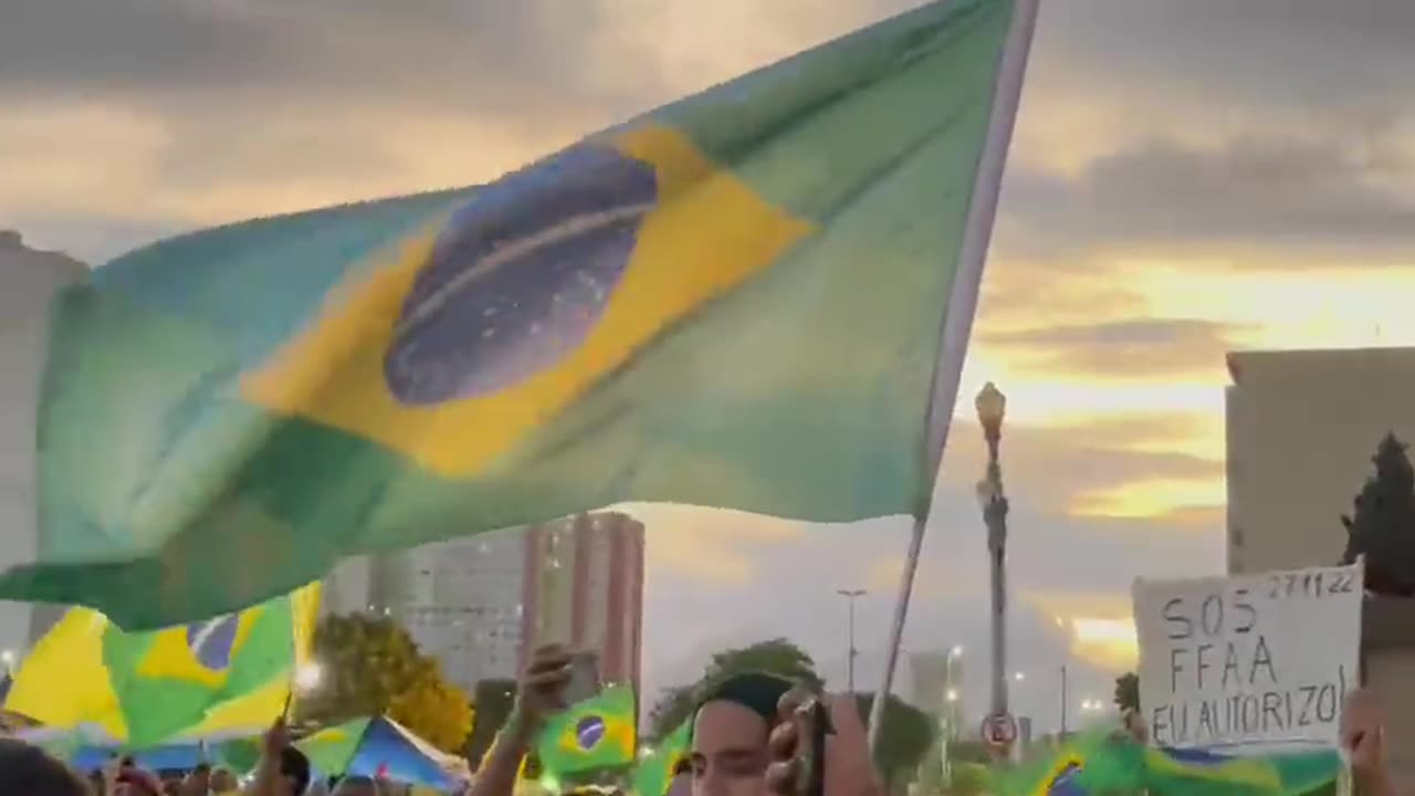 Brazilian protesters chanting “All the power comes from the people