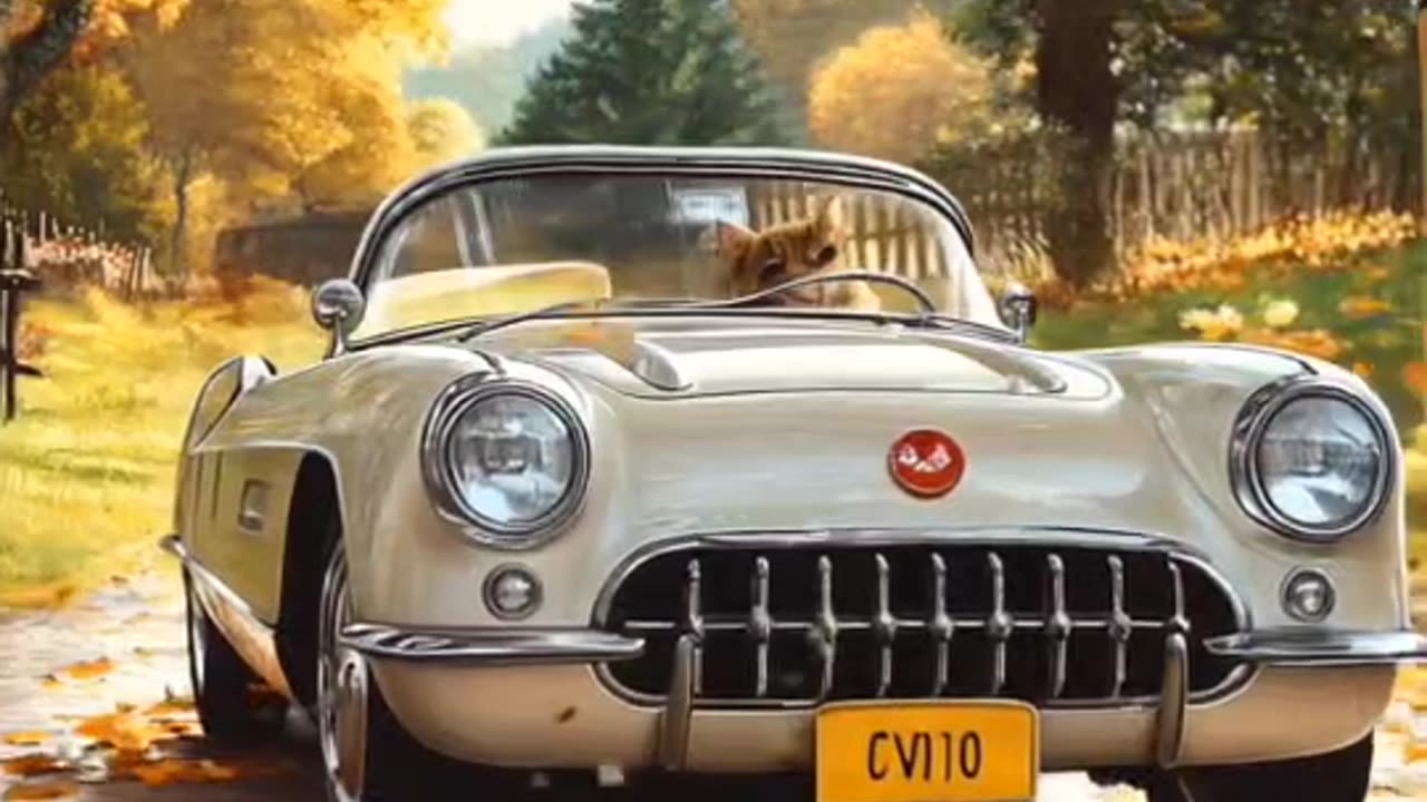 EP011 Cat Driving a Classic Car: A Scenic Journey Through the Valley