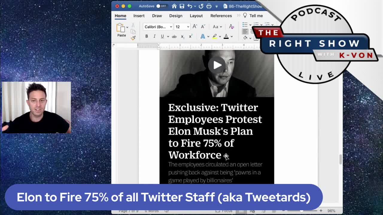 Elon dismisses 75% of the woke Twitter staff (host K-von laughs)