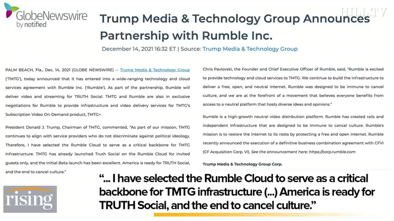 Trump's Truth Social TEAMS UP With Video Platform Rumble, Bucking Liberal Social Media?