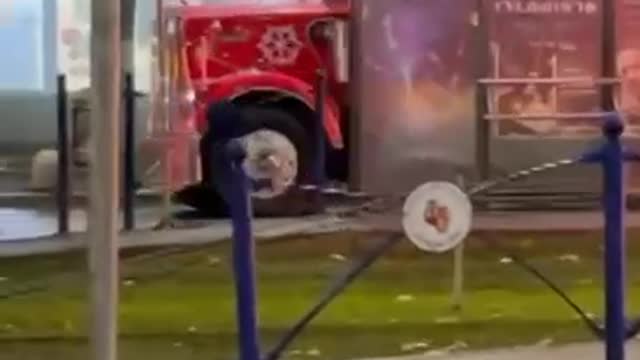 A metaphor for the West: Coca-Cola Christmas commercial truck caught fire in Bucharest.