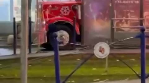 A metaphor for the West: Coca-Cola Christmas commercial truck caught fire in Bucharest.