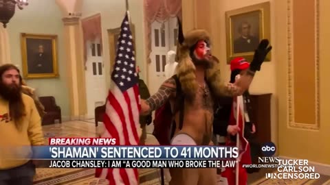 Tucker Carlson and Jake Chansley (Qanon shaman) on J 6