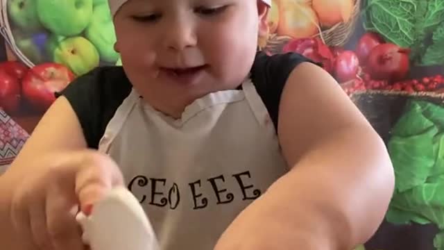 Kid making smoothie