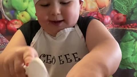 Kid making smoothie