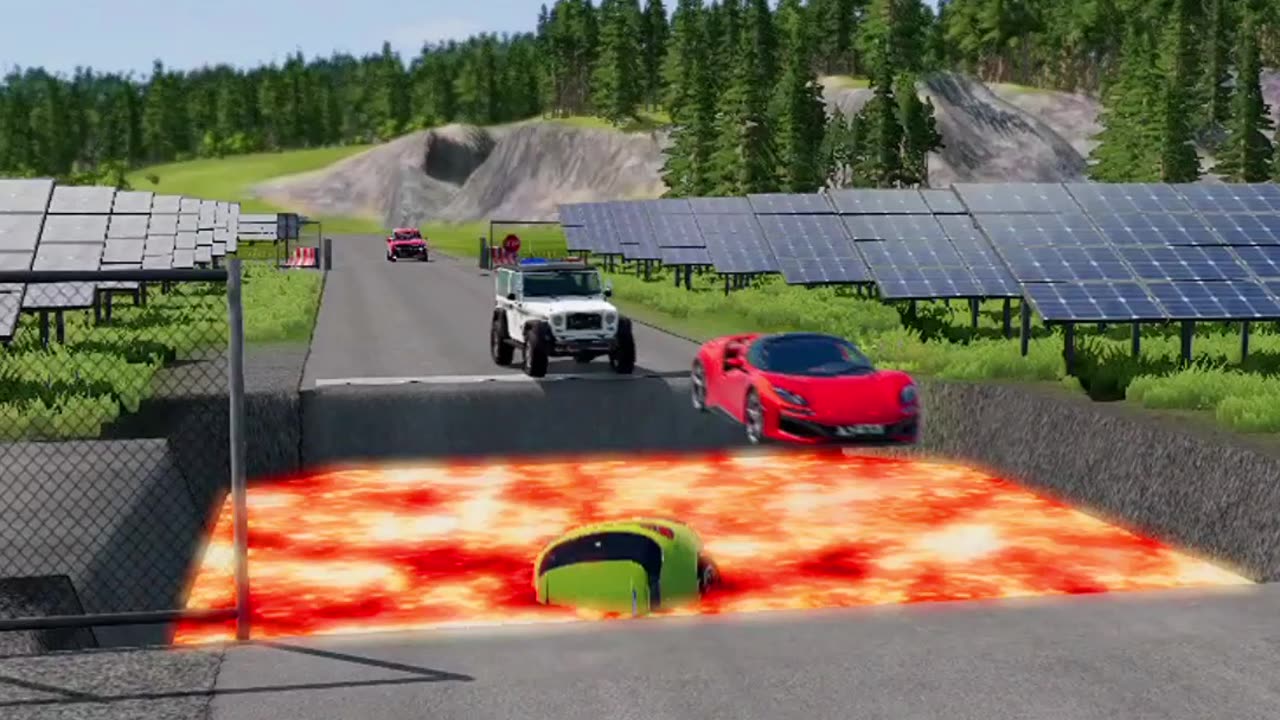 Car vs Lava pit - Beamng.Drive