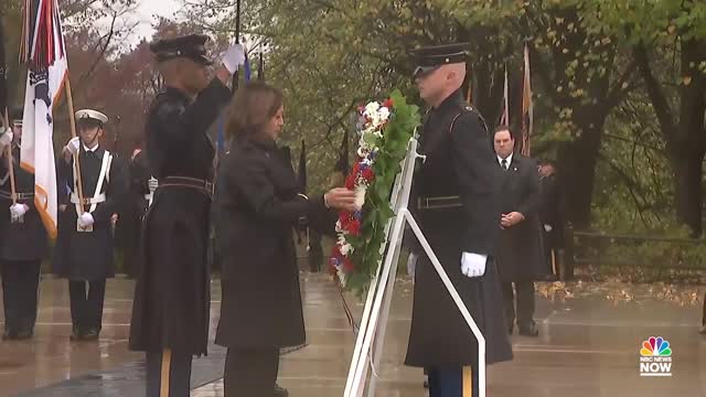 Harris Lays Wreath At Arlington National Cemetery For Veterans Day