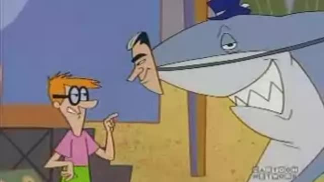 Johnny Bravo clip - Visitors to beach ignore shark because it is wearing a Nixon mask