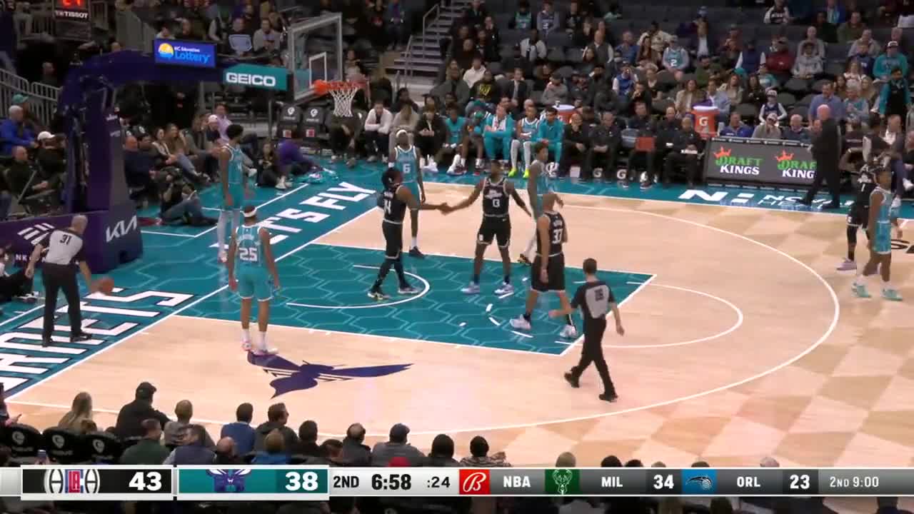 Terance Mann does his best Prince impression after the put back slam