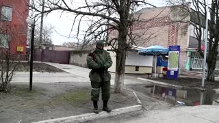 Russian forces filmed in captured Luhansk town