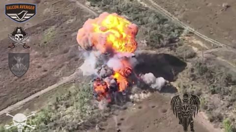 Russian Tank Detonates When Ukrainian RPG Drone Smashes into T80